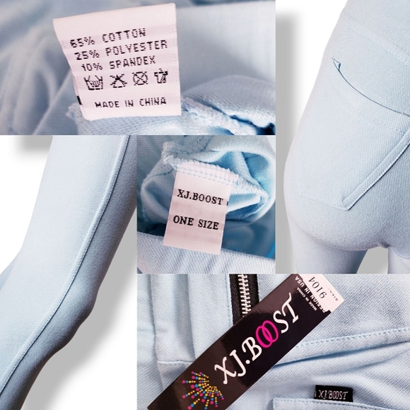 Light Turquoise High Waist Leggings With Front Zippers by XJ Boost - Picture 6 of 7